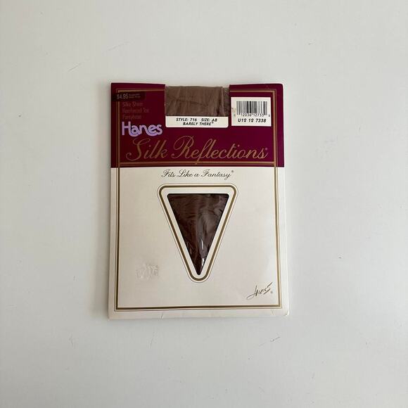 Deadstock 80s Hanes Silk Reflections brown silky sheer reinforced toe pantyhose - Picture 1 of 8